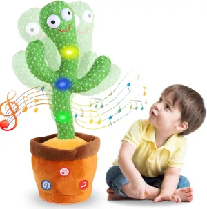 Kids Adjust Volume Dancing Talking Cactus Toys for Baby Boys and Girls, Singing Record Repeating What You Say Sunny Cactus Electronic Light Up Plush Toy with 120 English Songs for Home Decor