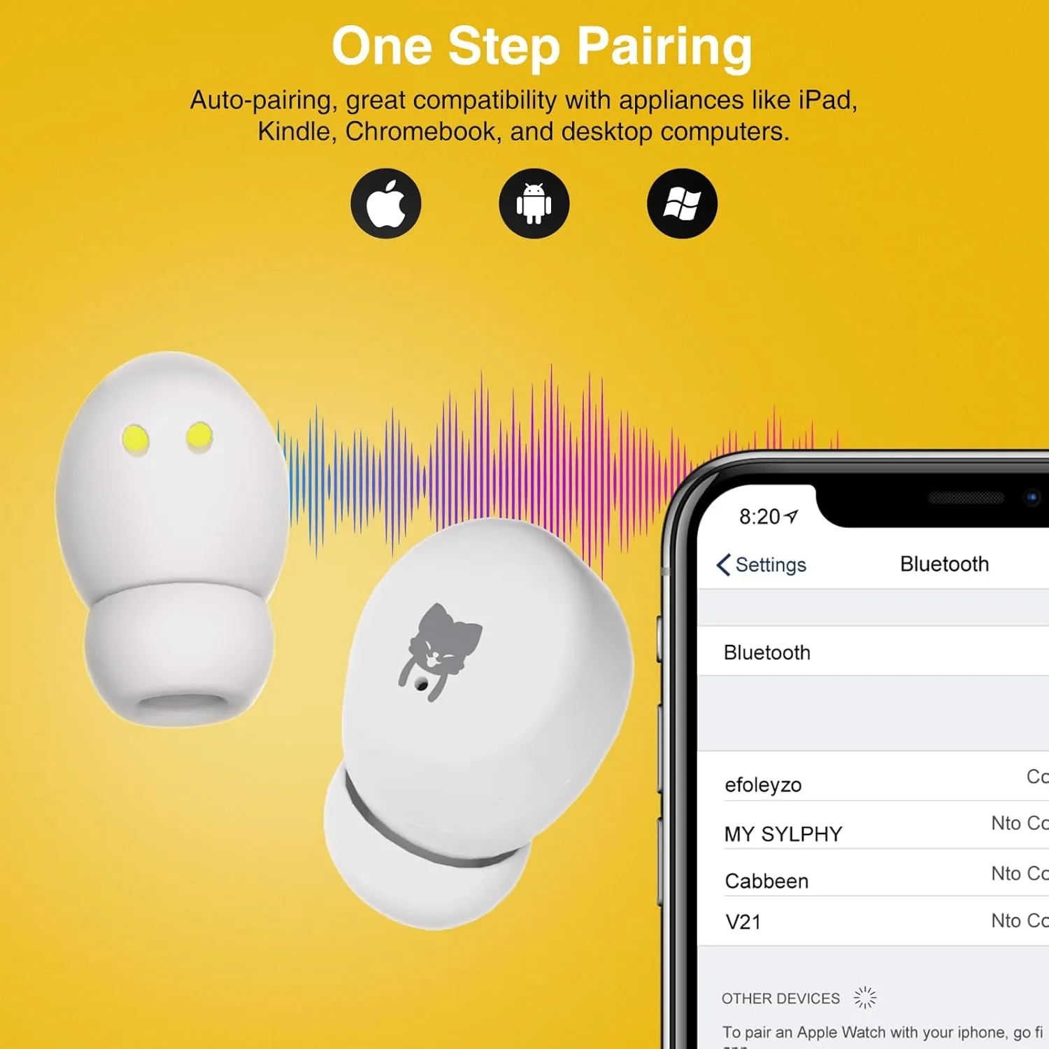 Kids Bluetooth Earbuds for Age 6 and Above, Tiger Shape and IPX6, Comfort Wireless Headphones for Kids with Microphone, Safe Volume Limited for School/iPad/PC/TV/Cellphones, Yellow
