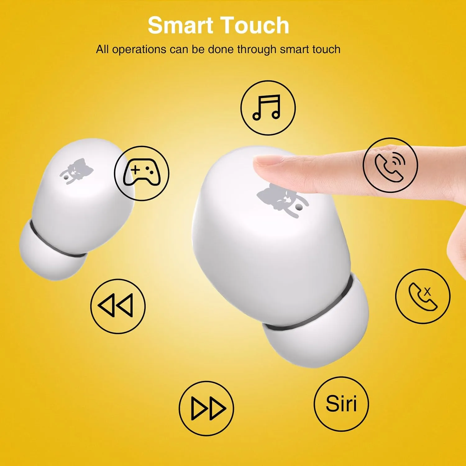 Kids Bluetooth Earbuds for Age 6 and Above, Tiger Shape and IPX6, Comfort Wireless Headphones for Kids with Microphone, Safe Volume Limited for School/iPad/PC/TV/Cellphones, Yellow
