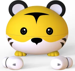 Kids Bluetooth Earbuds for Age 6 and Above, Tiger Shape and IPX6, Comfort Wireless Headphones for Kids with Microphone, Safe Volume Limited for School/iPad/PC/TV/Cellphones, Yellow