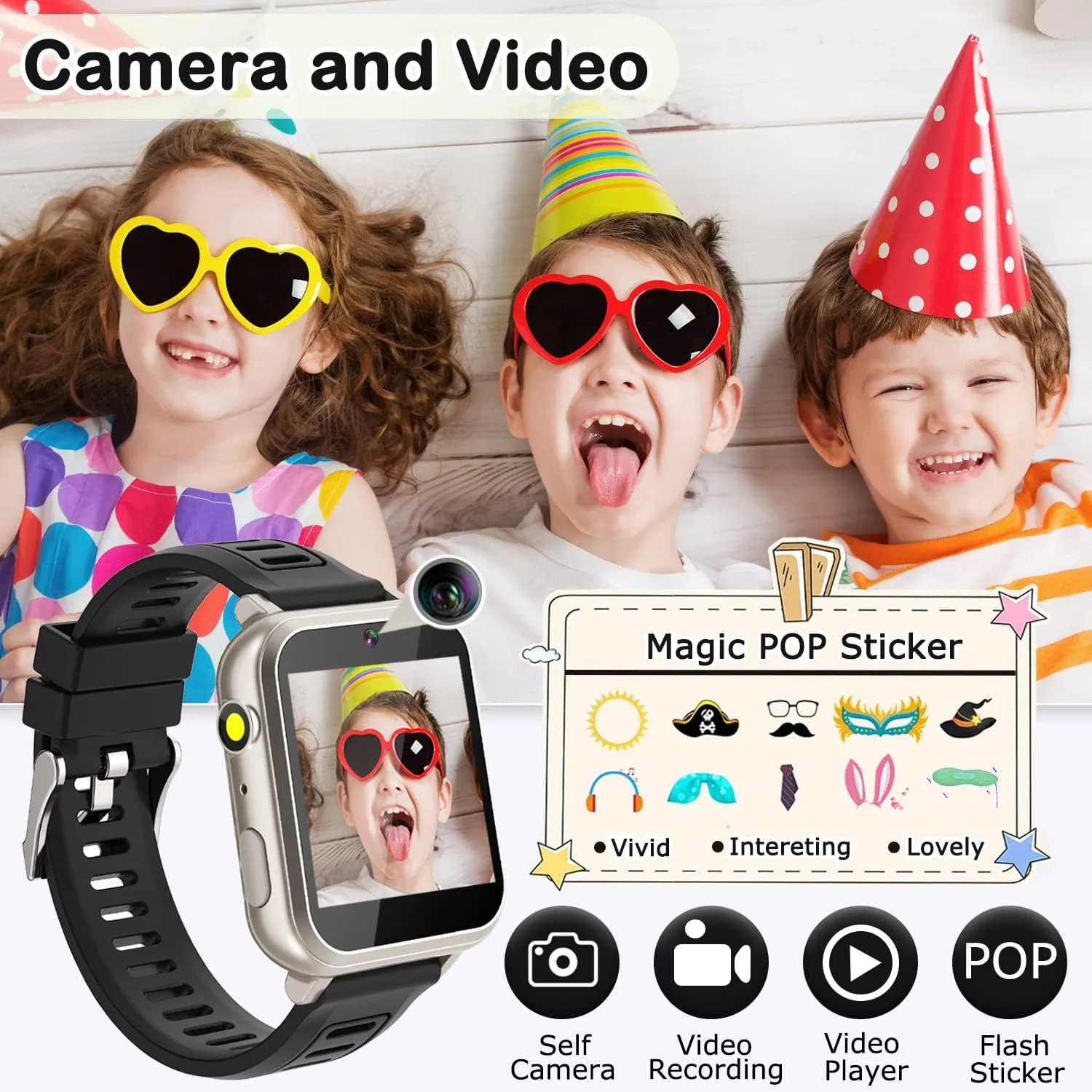 Kids Game Smart Watch for Kids with 24 Puzzle Games HD Touch Screen Camera Video Music Player Pedometer Alarm Audiostory Flashlight 12/24hr Kids Watch Gift for 4-12 Year Old Boys Girls Toys for Kids