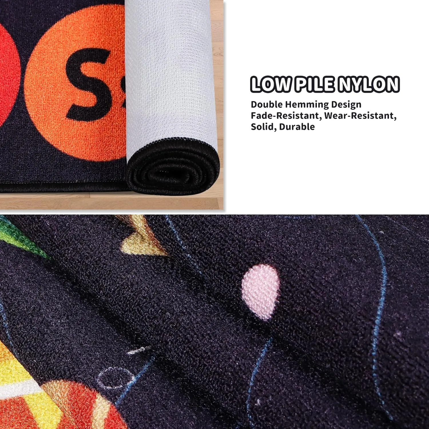 Kids Rug Outer Space Carpet for Playroom, ABC Educational Learning Area Rug, Non-Slip Solar System Road Play Play Rug for Kids Bedrooms, Classroom, Nursery Room Decor (Black, 78.7X59 INCH)