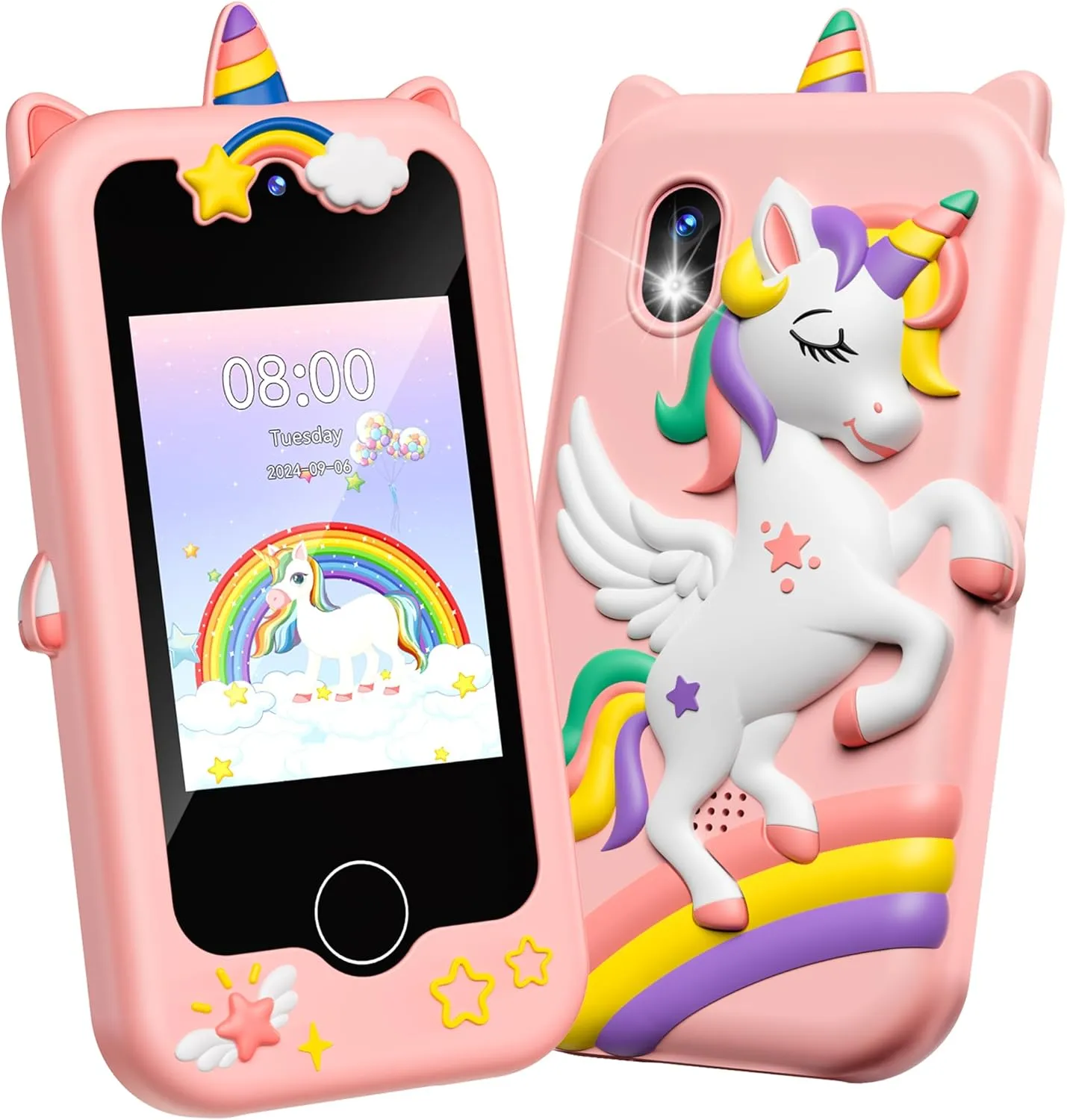 Kids Smart Phone for Girls, Christmas & Birthday Gift for Kids Age 3-12, Toddler Learning Educational Toy with Pretend Play & Educational Games, 8 GB Card