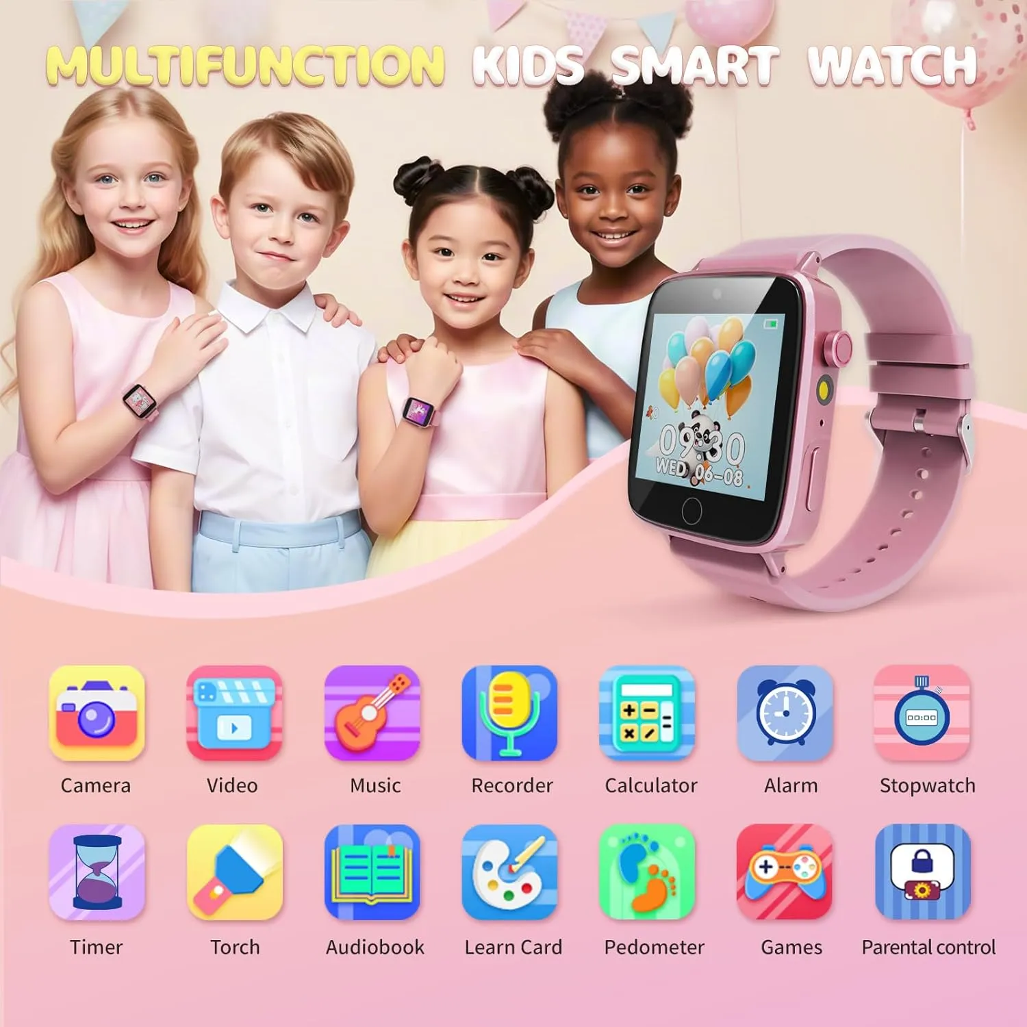 Kids Watches for Girls Toys Age 4-12, ZUODUN Smart Watch for Kids with Camera, 26 Puzzle Games, Alarm Clock, Pedometer, Audiobook, Learn Card, Toddler Watch Birthday Gift for 8 9 10 Year Old Girl