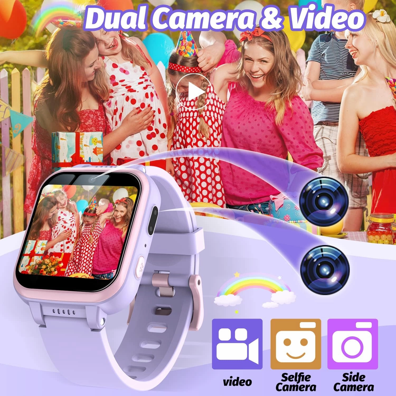 Kids Smart Watch with Puzzle Games HD Touch Screen Camera Video Music Player Pedometer Alarm Clock Flashlight Fashion Kids Smartwatch Gift for 6-13 Year Old Boys Girls Toys