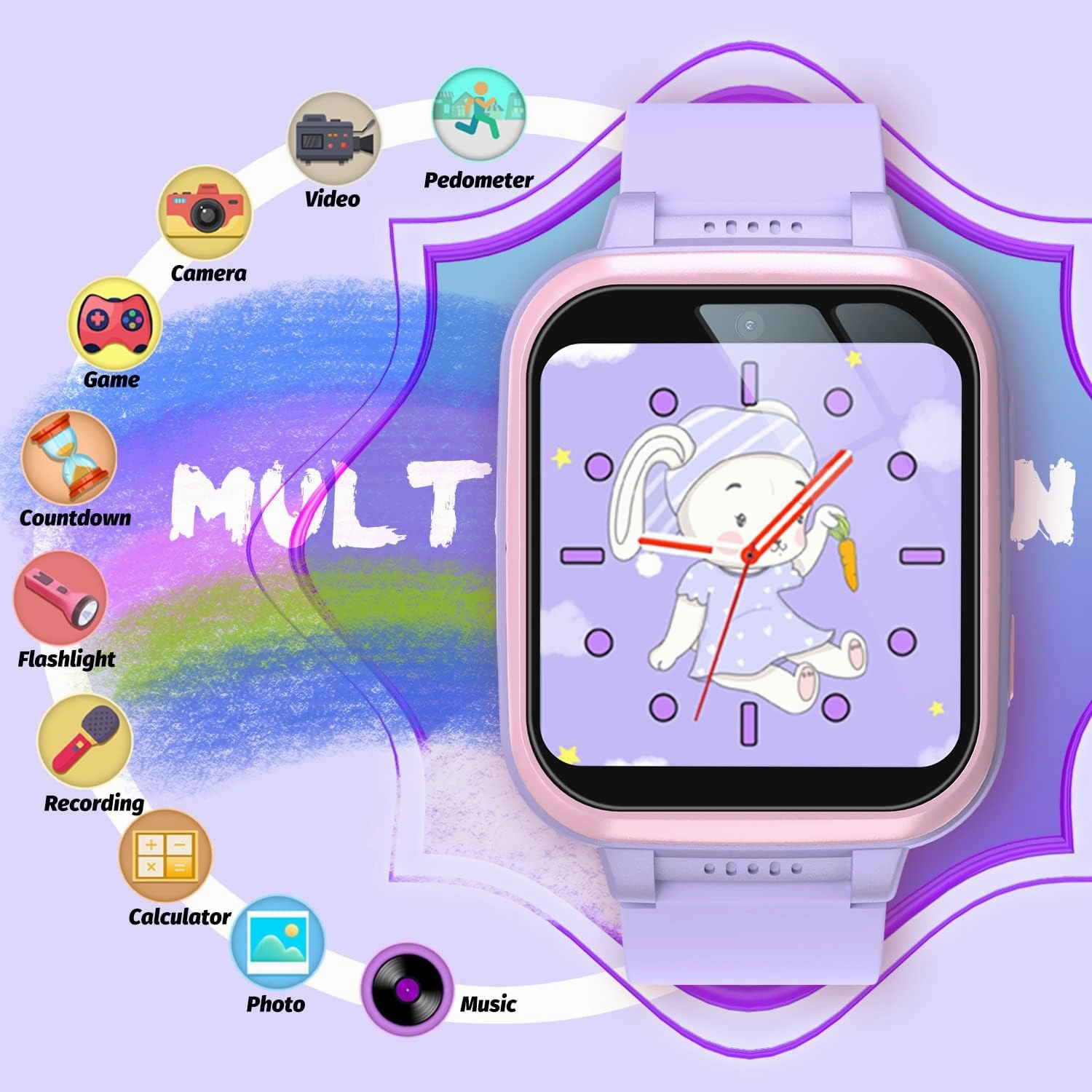Kids Smart Watch with Puzzle Games HD Touch Screen Camera Video Music Player Pedometer Alarm Clock Flashlight Fashion Kids Smartwatch Gift for 6-13 Year Old Boys Girls Toys