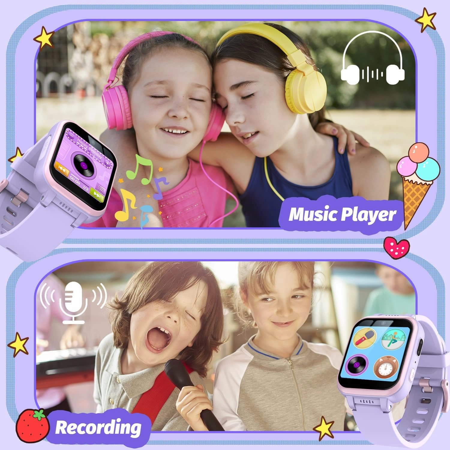 Kids Smart Watch with Puzzle Games HD Touch Screen Camera Video Music Player Pedometer Alarm Clock Flashlight Fashion Kids Smartwatch Gift for 6-13 Year Old Boys Girls Toys