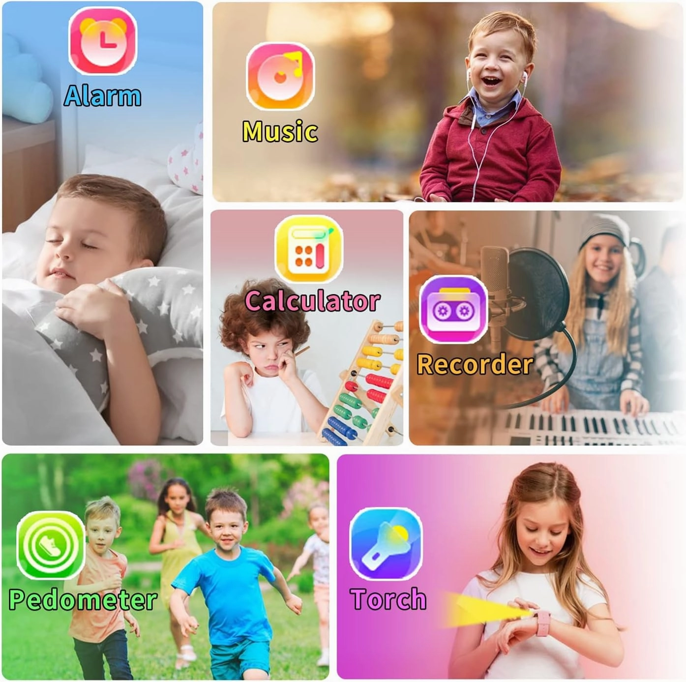 Kids Smart Watches Girls with HD Touch Screen Camera Music Player 24 Puzzle Games Pedometer Alarm Clock Calculator Torch, 12/24 hr Kids Watches Toys for Age 3-12 Year Olds Gifts Girls