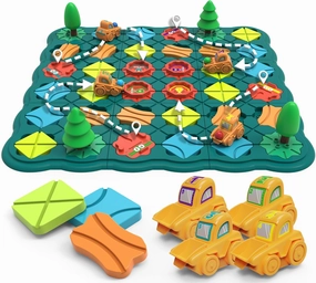 Kids Toys STEM Board Games - Logic Road Builder Brain Teasers Puzzles for 4 5 6 7 Year Old Boys Girls, Educational Montessori Birthday Gifts for Ages 4-8 Preschool Classroom Learning (65 PCS)