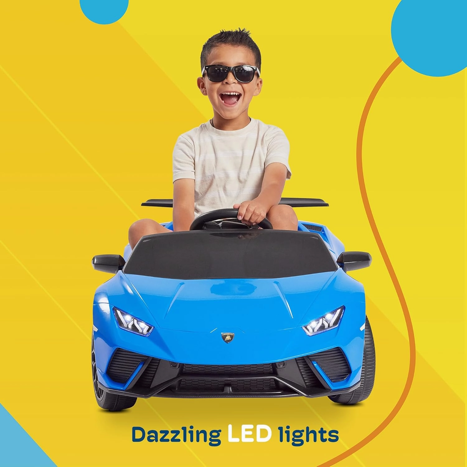 Kidzone Kids 12V Licensed Lamborghini Huracan Ride On Car Battery Powered Electric Vehicle Toy with 2 Speeds, 4-Wheel Drive, Suspension System, 2.4G Remote Parent Control, MP3, LED Headlights - Black