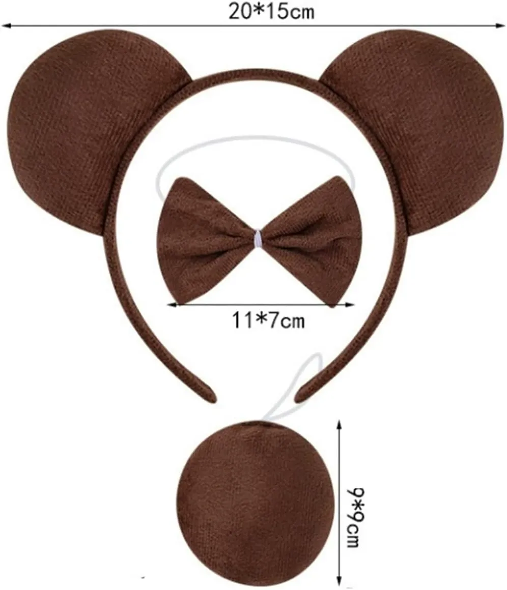 Kirei Sui Kids Animal Costume Black White Panda Tiger Monkey Bear Sheep Tutu Ear Headband Bow Tie Tail Paws Set