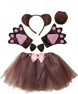 Kirei Sui Kids Animal Costume Black White Panda Tiger Monkey Bear Sheep Tutu Ear Headband Bow Tie Tail Paws Set