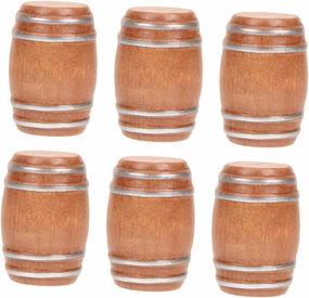 Kisangel 6pcs Miniature Wooden Beer Barrels Model Vintage Dollhouse Barrel Figurine for Bar Drink Landscape Decoration