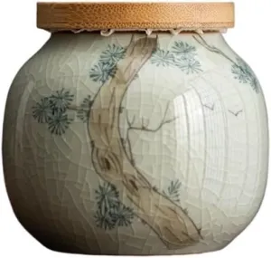 kitchen Simple Hand-painted Tea Canister Household Ceramic Sealed Storage Container Tins Jar 210ml Tea Tin