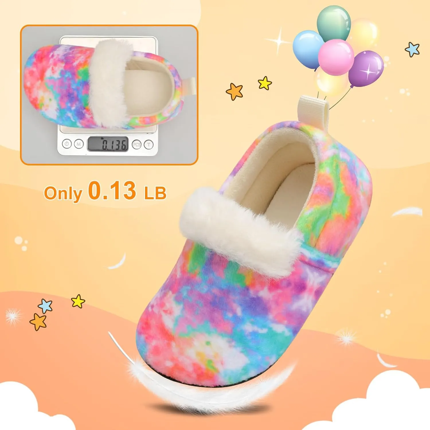 L-RUN Toddler Slippers for Girls Boys Warm House Shoes for Kids Baby Sock Shoes Non-Slip Rubber Sole Winter Home Slippers for Indoor