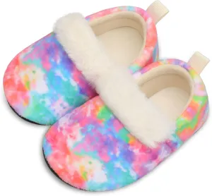 L-RUN Toddler Slippers for Girls Boys Warm House Shoes for Kids Baby Sock Shoes Non-Slip Rubber Sole Winter Home Slippers for Indoor