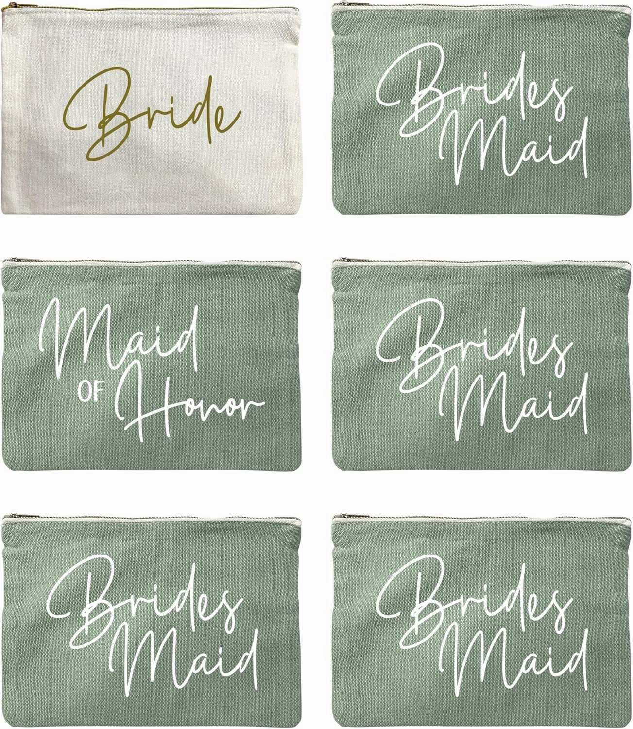 LADY&HOME Bridesmaid Makeup Bag Bride Vibe Team Bride Makeup Bag Wedding Party Cosmetic Bag Bridesmaid Proposal Gifts for Bridal Shower,Wedding,Bachelorette