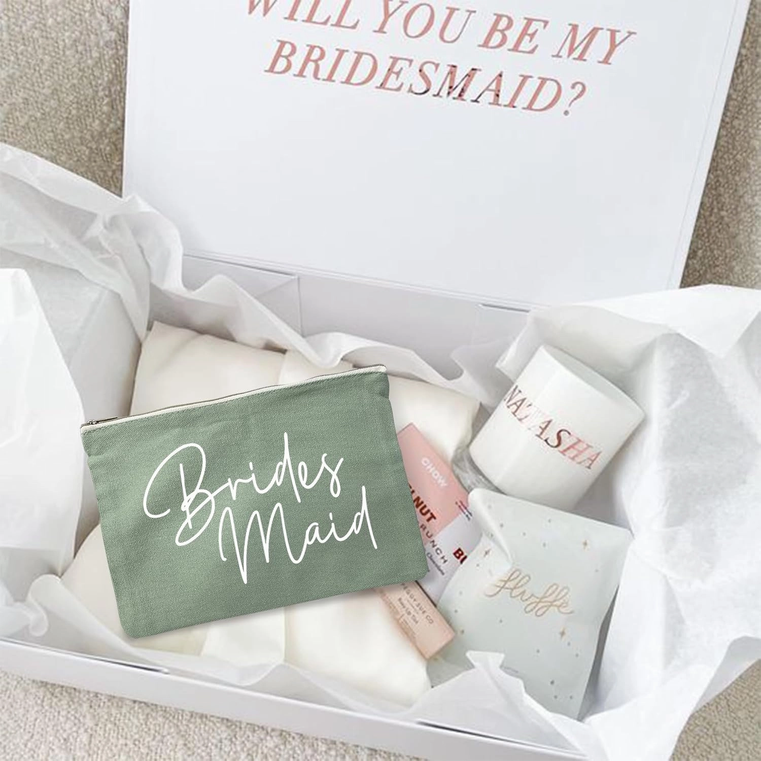 LADY&HOME Bridesmaid Makeup Bag Bride Vibe Team Bride Makeup Bag Wedding Party Cosmetic Bag Bridesmaid Proposal Gifts for Bridal Shower,Wedding,Bachelorette