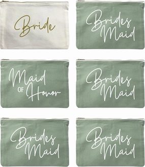 LADY&HOME Bridesmaid Makeup Bag Bride Vibe Team Bride Makeup Bag Wedding Party Cosmetic Bag Bridesmaid Proposal Gifts for Bridal Shower,Wedding,Bachelorette