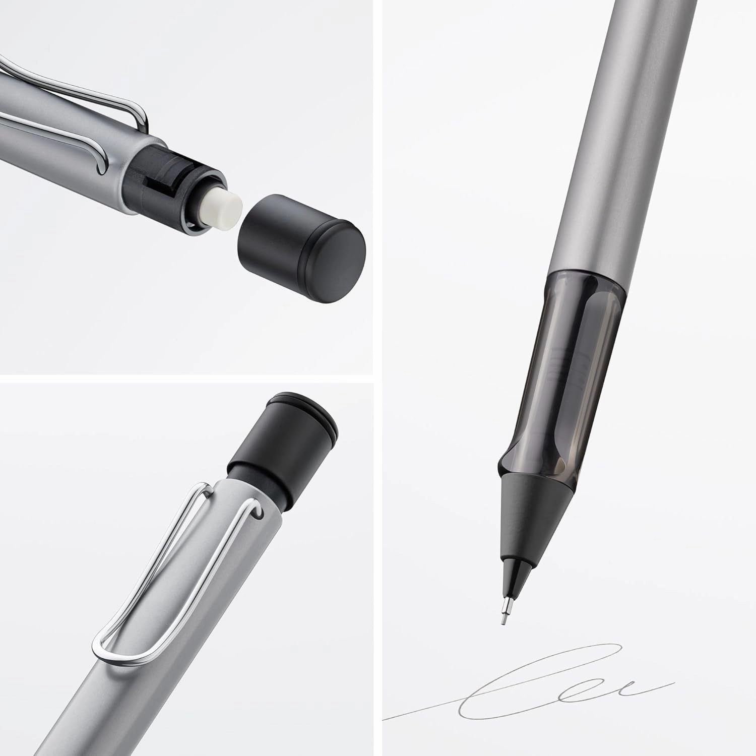 LAMY AL-star graphite - Mechanical Pencil with transparent, ergonomic grip & lightweight aluminum body - including LAMY M 41 fine line refill 0.5 mm & eraser tip