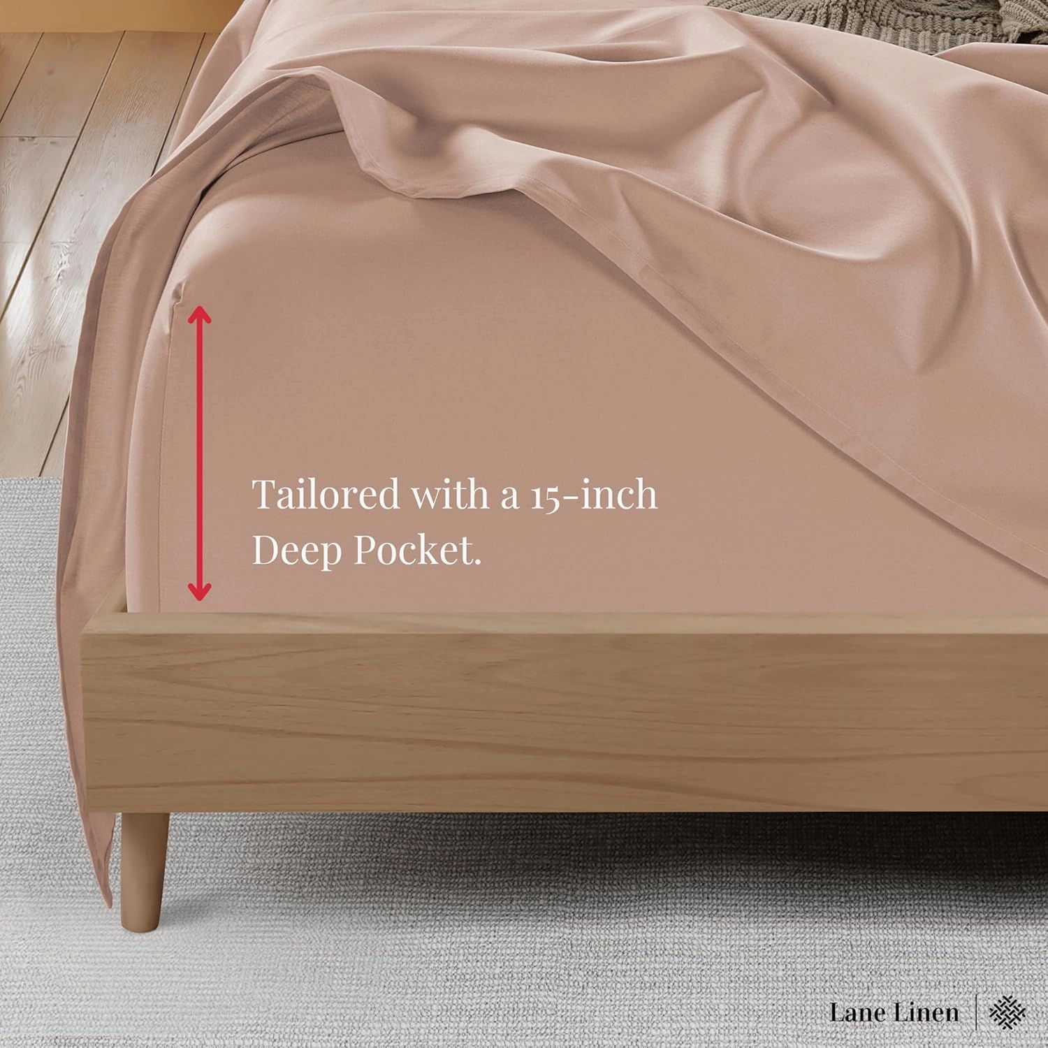 LANE LINEN 600 TC Dusty Rose Sheets Queen Size Set, 100% Mercerized Cotton Fully Elasticized Deep Pocket Queen Sheet Set, Soft & Comfy Hotel Style Queen Bedding Set - Sateen Weave