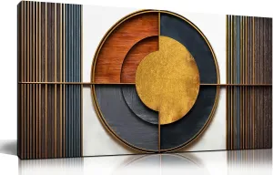 Large Canvas Wall Art for Living Room Bedroom Home Office Brown and White Wood Color Geometrical Picture Modern Canvas Prints Framed Wall Decor Size 20x40
