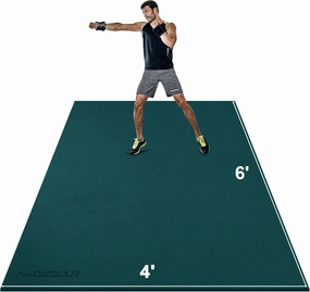 Large Workout Mat 6'x2' & 6'x4' - Home Gym Flooring for Weightlifting, Jump Rope, MMA, Yoga, Cardio, Stretch, Plyo, HIIT - Shoe-Friendly