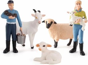 LC JoyCre 5 PCS Farm Animals Goats Figures Realistic Sheep Figurines Farm Animal Toys Farmer Lamb Model Set Farm Animals for Toddlers for Kid Boys Girls as Birthday Gifts