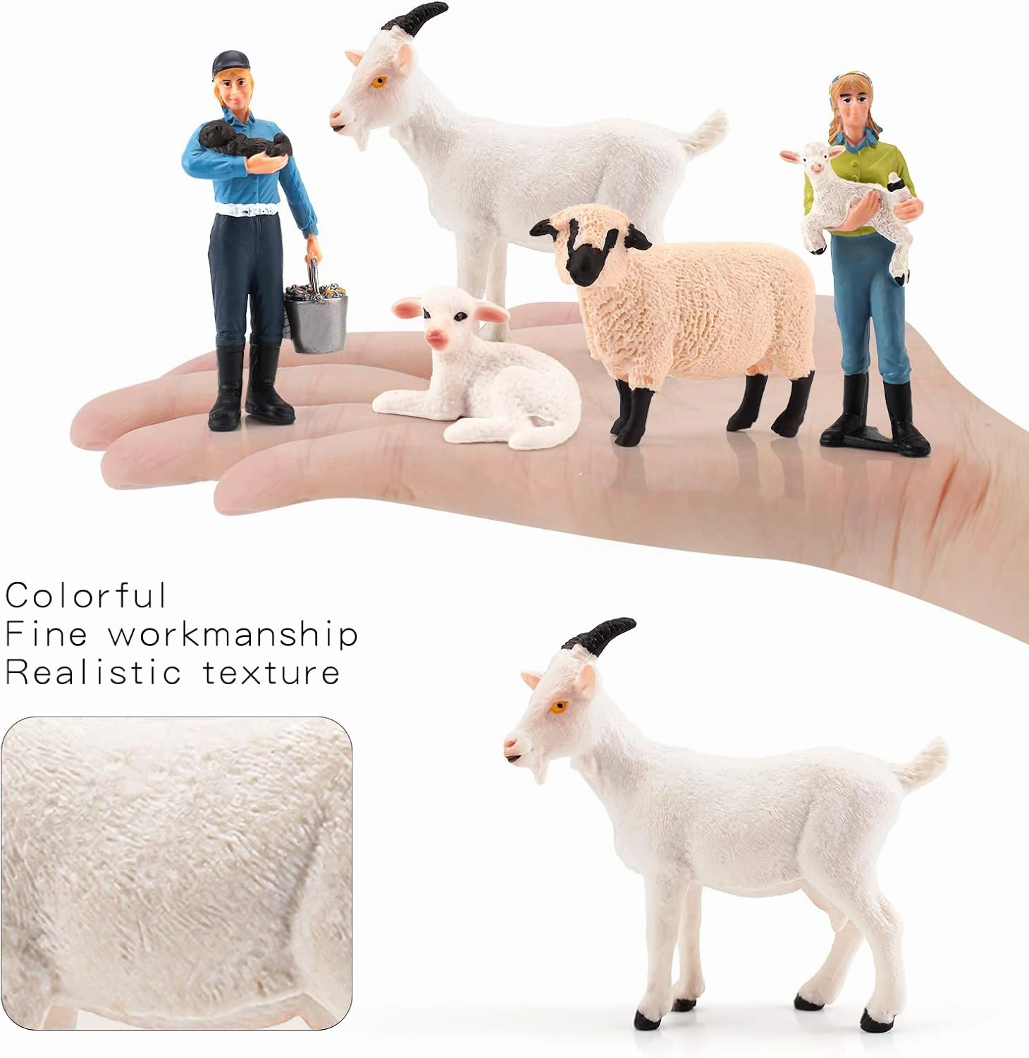 LC JoyCre 5 PCS Farm Animals Goats Figures Realistic Sheep Figurines Farm Animal Toys Farmer Lamb Model Set Farm Animals for Toddlers for Kid Boys Girls as Birthday Gifts