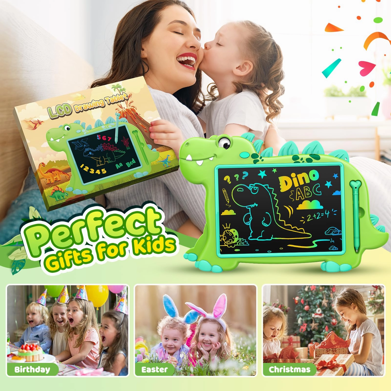 LCD Drawing Writing Tablet,Cute Drawing Pad Doodle Board for Kids Toddler Toys for 2 3 4 5 6 7 8 Year Old Boys Girls,10in Dinosaur Drawing Board Airplane Car Travel Toys Gifts for Birthday Christmas