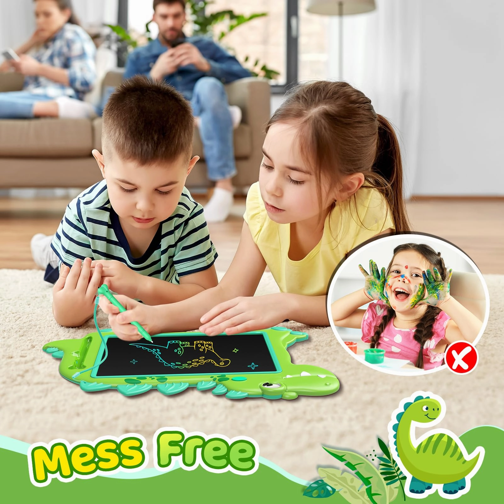 LCD Drawing Writing Tablet,Cute Drawing Pad Doodle Board for Kids Toddler Toys for 2 3 4 5 6 7 8 Year Old Boys Girls,10in Dinosaur Drawing Board Airplane Car Travel Toys Gifts for Birthday Christmas