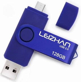 LEIZHAN Micro Flash Drive 128GB USB Drive OTG Micro Android Phone Pendrive Photo Stick USB 2.0 Memory Stick for Samsung Galaxy, Xiaomi,LG,Sony,One-Plus,HTC, Meizu, Blue