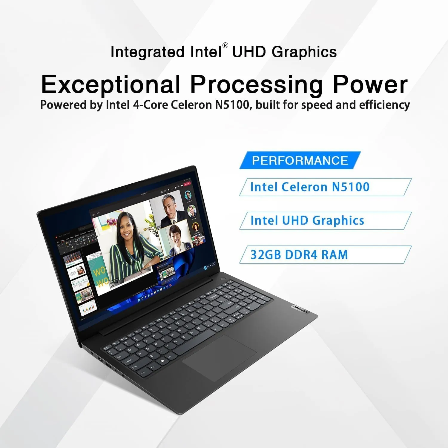 Lenovo 2025 New V15 Business Laptop • Intel Celeron N5100 4-core Processor • 32GB RAM • 1TB SSD • 15.6 FHD (1920x1080) Display • Low-Blue Light • Ethernet RJ-45 • Long Battery Life • Win 11 Pro