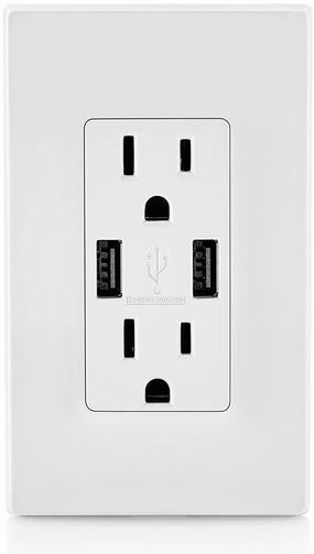 Leviton 15 Amp Decora Combination Tamper Resistant Duplex Outlet and USB Outlet, White
