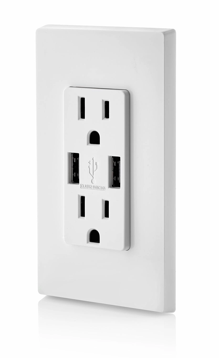 Leviton 15 Amp Decora Combination Tamper Resistant Duplex Outlet and USB Outlet, White