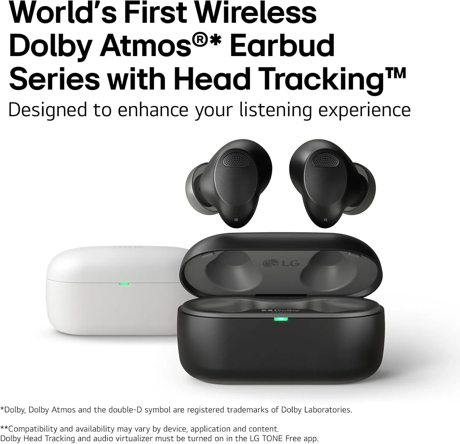 LG Tone Free T80 Dolby Atmos True Wireless Earbuds, Adaptive Noise Cancelling, IPX4 Water Resistant, Up to 36 Hours of Battery Life, White