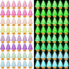 Libima Mini Resin Tree Miniature Luminous Tree Small Christmas Decorations Tiny Christmas Figurines for Desktop Crafts Dollhouse Gift Supplies, 8 Colors(200 Pcs)