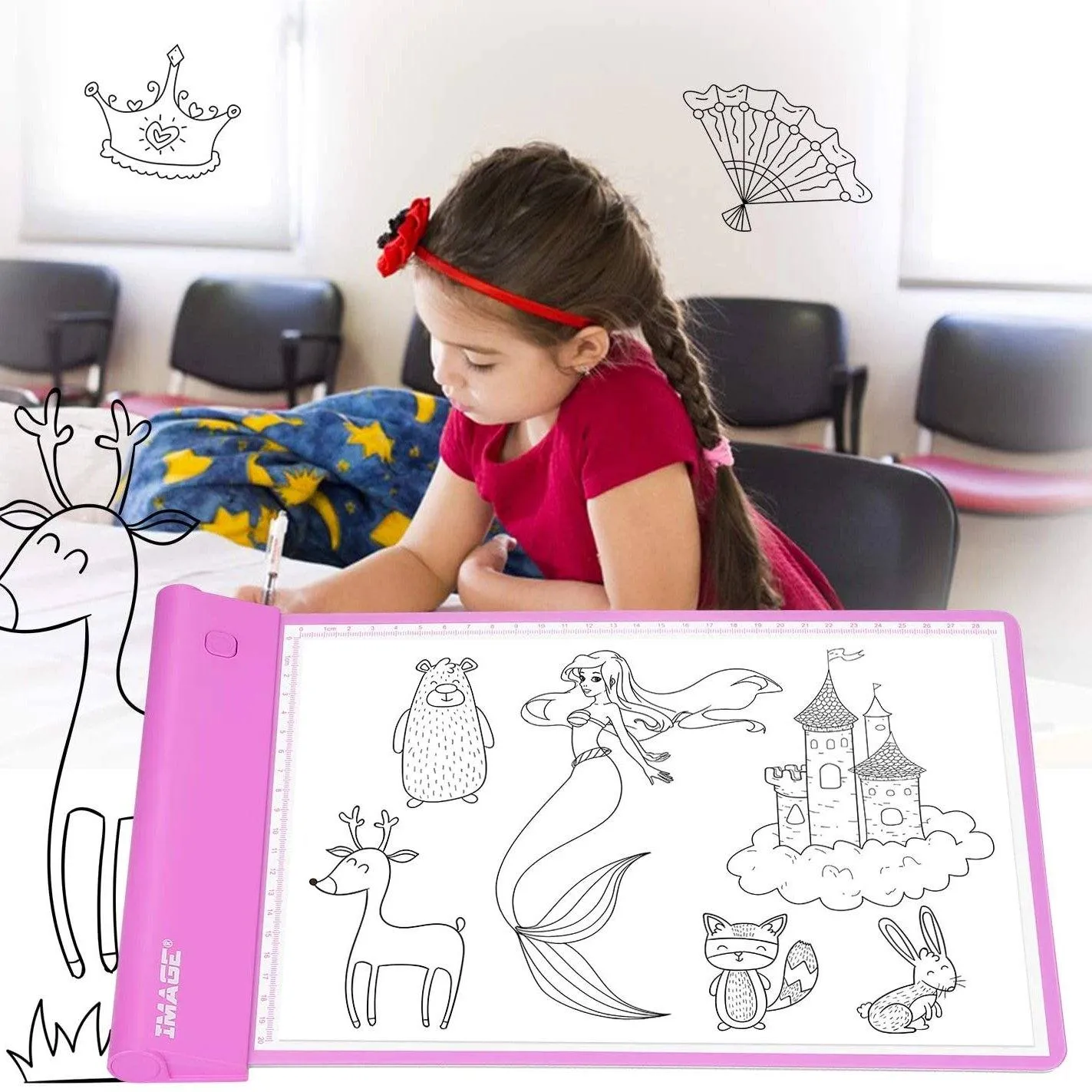 Light-up Tracing Pad Pink Coloring Drawing Art Gift Toy