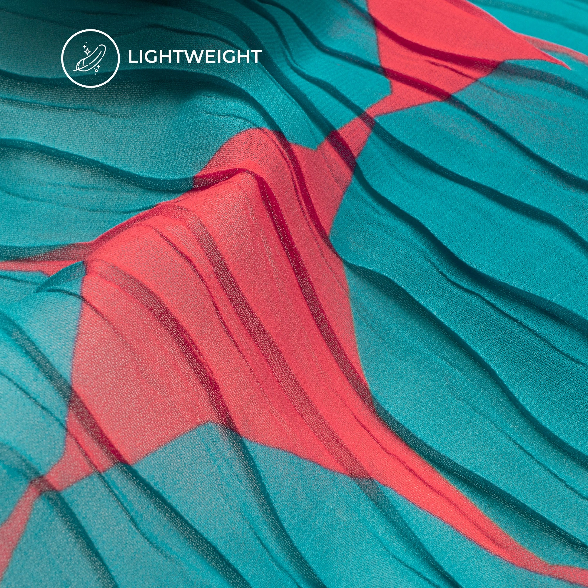 Lightweight Geometric Wave Pleated Digital Print Georgette Fabric