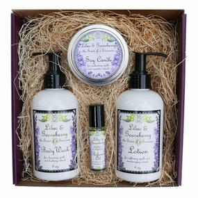 Lilac & Gooseberry Gift Set | Perfume, Lotion, Body Wash, and Soy Candle | Full Size Items in Pretty Box with Bow and Card | Yennefer Scent of a Sorceress by Bella Des Natural Beauty