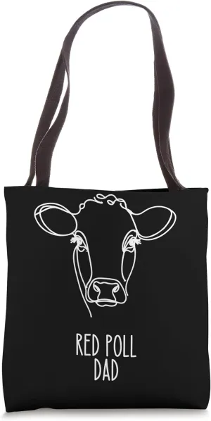 Line Art Best Cow Dad Men - Red Poll Tote Bag