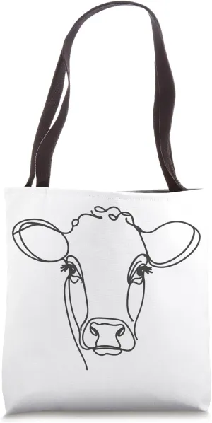 Line Art Dad Mom Cow - Red Poll Tote Bag