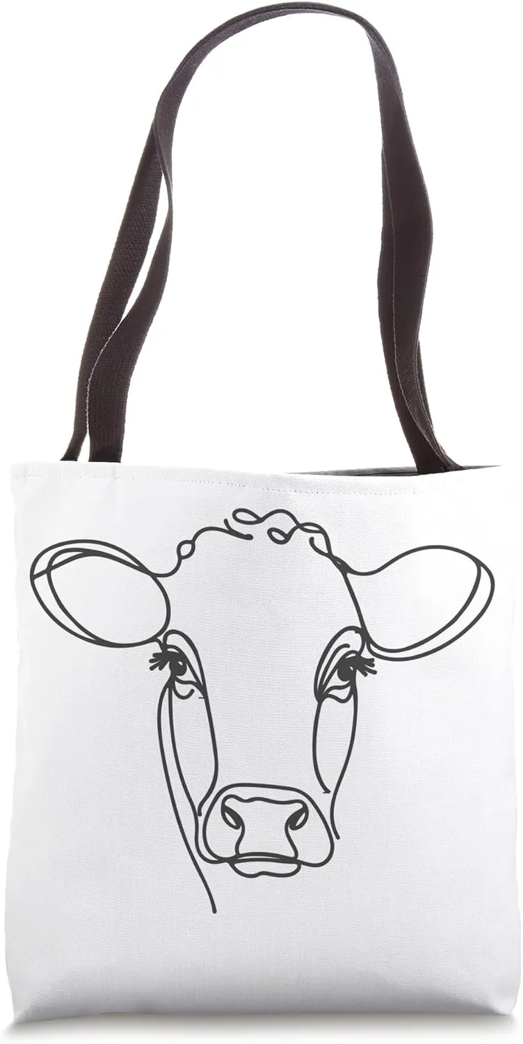 Line Art Dad Mom Cow - Red Poll Tote Bag