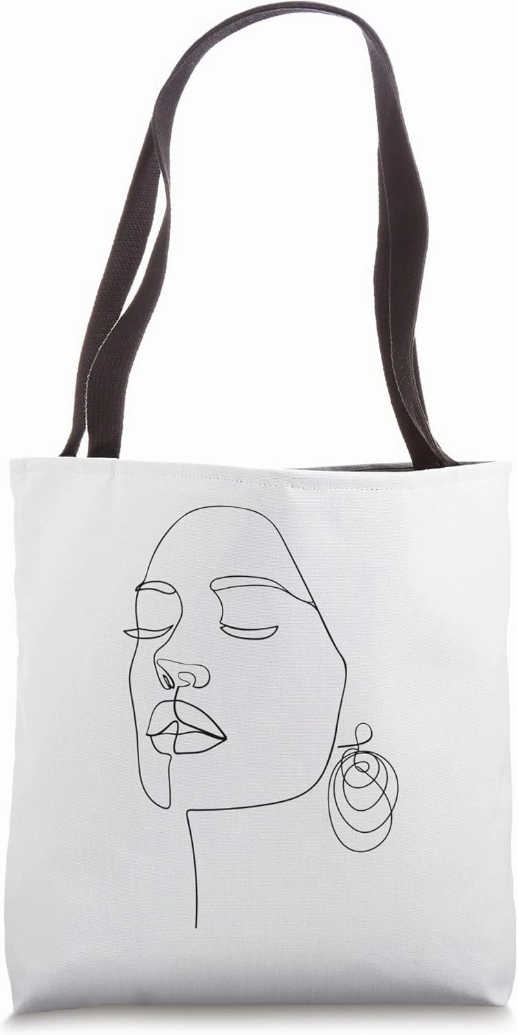 Line Art Aesthetic Face Minimalist Abstract Novelty Tote Bag