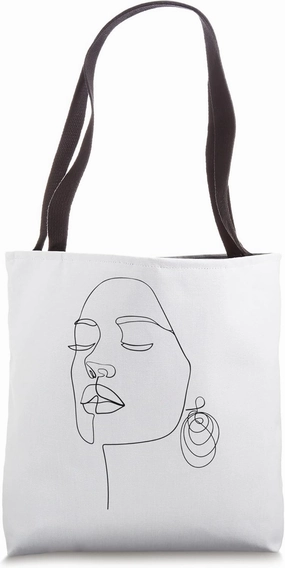 Line Art Aesthetic Face Minimalist Abstract Novelty Tote Bag