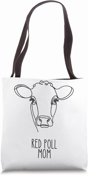 Line Art Best Cow Mom Women - Red Poll Tote Bag