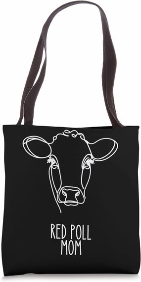 Line Art Best Cow Mom Women - Red Poll Tote Bag