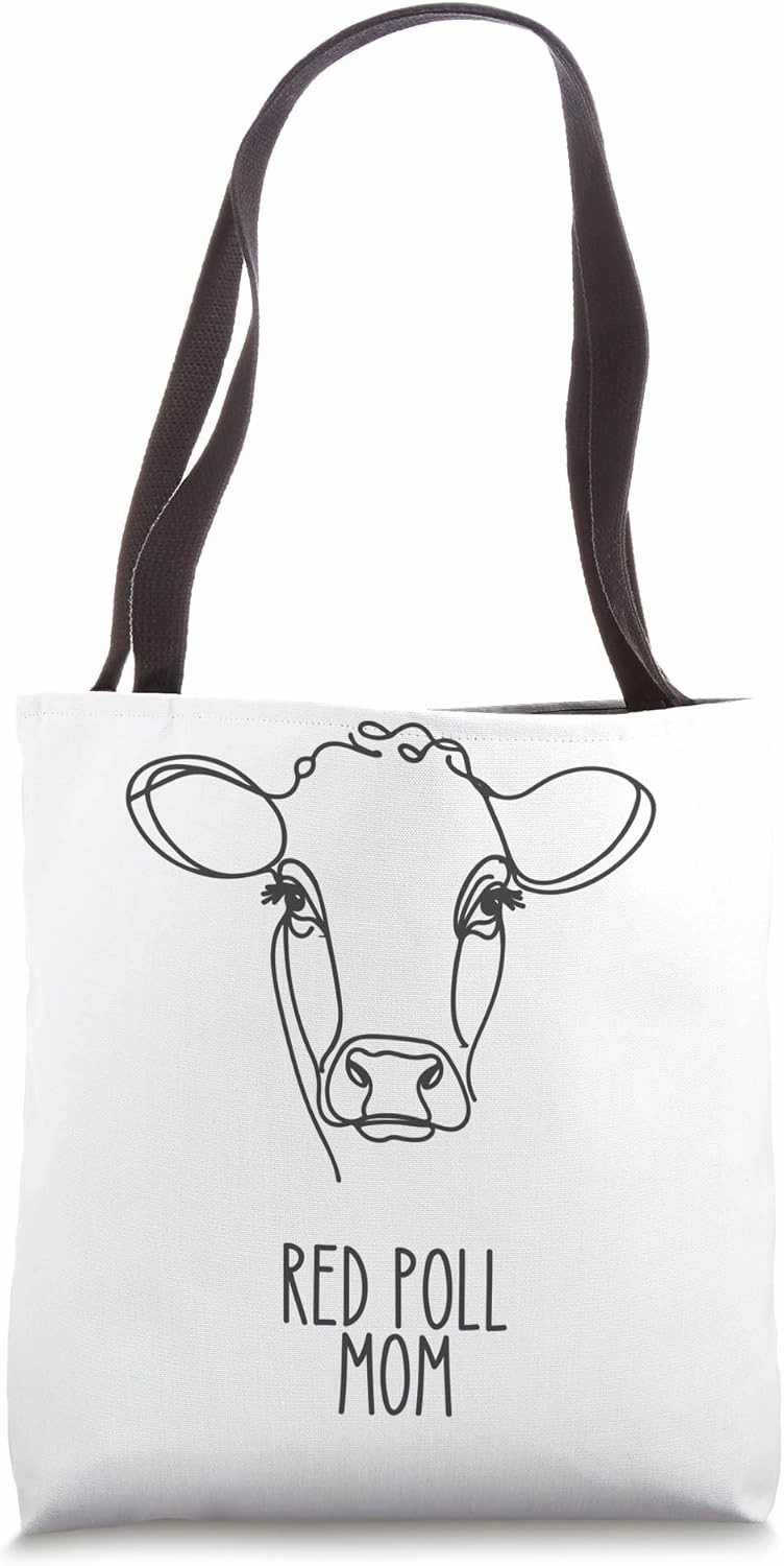 Line Art Best Cow Mom Women - Red Poll Tote Bag