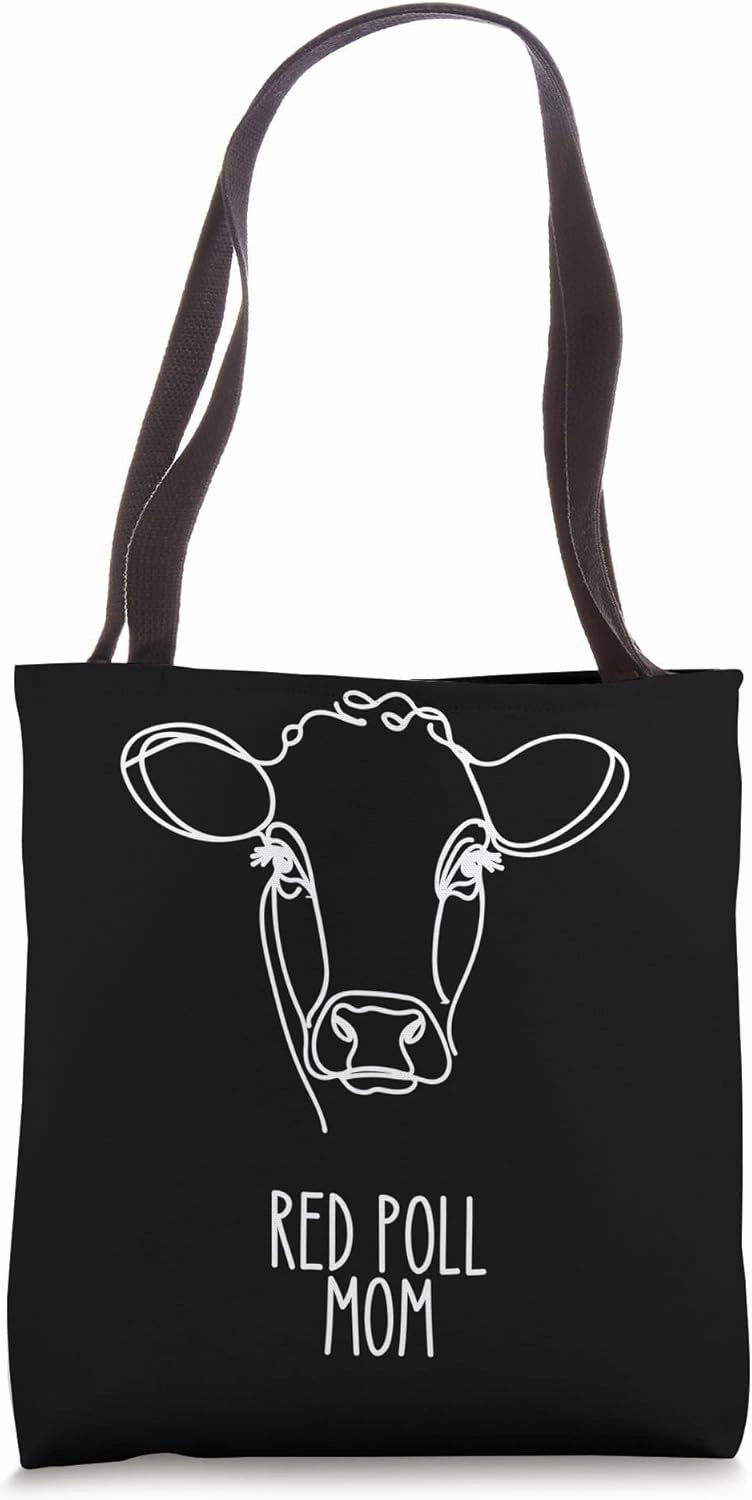 Line Art Best Cow Mom Women - Red Poll Tote Bag