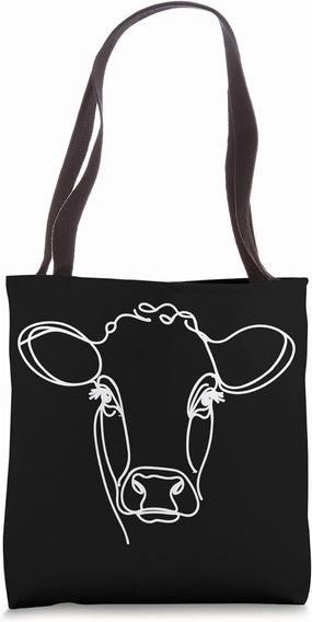 Line Art Dad Mom Cow - Red Poll Tote Bag
